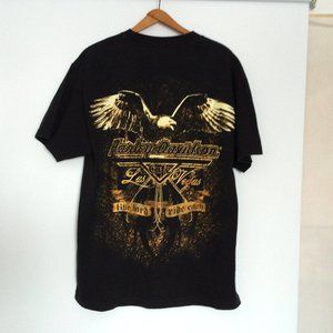 Harley-Davidson Cafe Las Vegas Mens T-Shirt Large Black Eagle Print Crew Neck HD